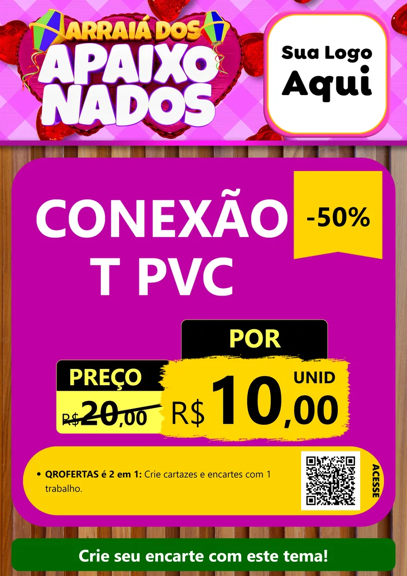 Modelo de Cartaz para Cartaz A4 Vertical com o tema Arraiá dos Apaixonados para Tubos e conexões