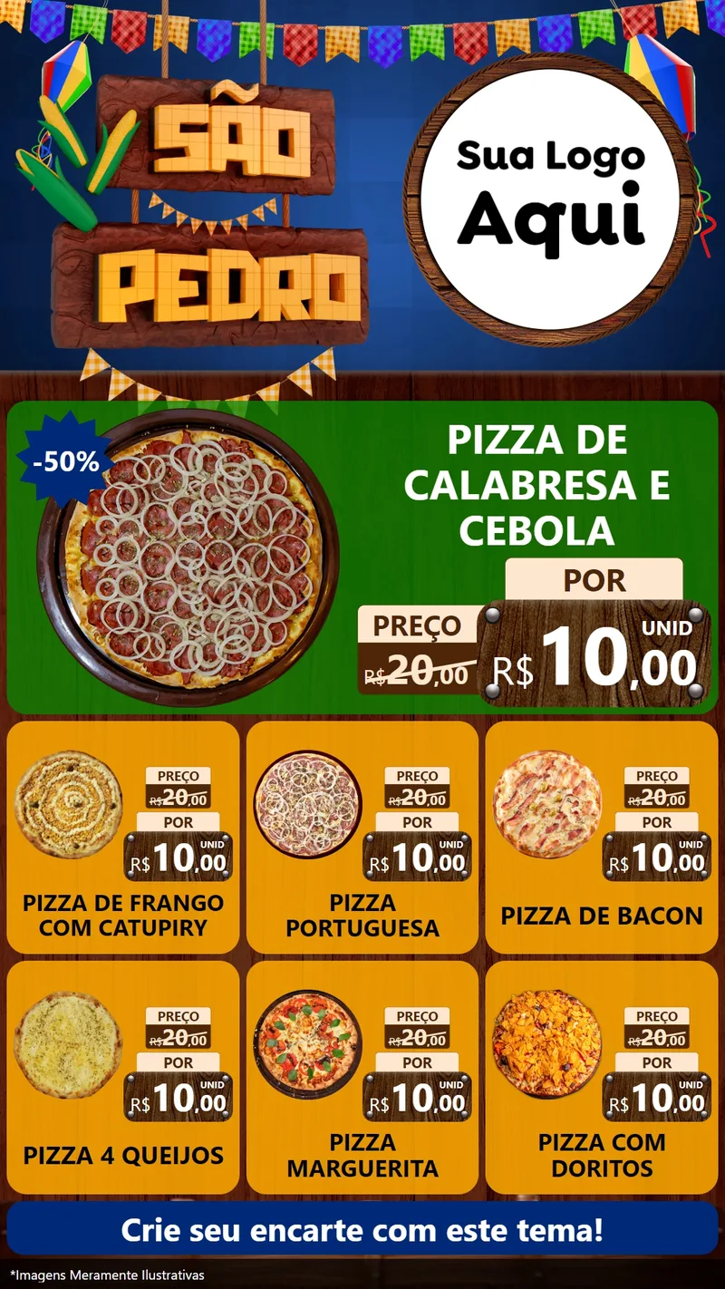 Modelo de Rede Social para Stories com o tema São Pedro para Pizzaria
