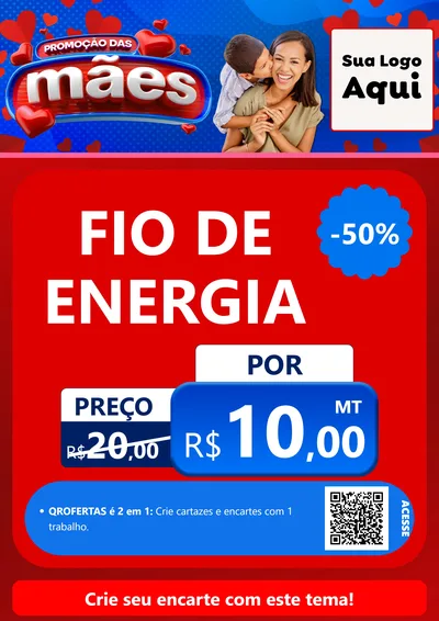 Modelo de Cartaz para Cartaz A4 Vertical com o tema Promoção das Mães para Materiais Elétricos