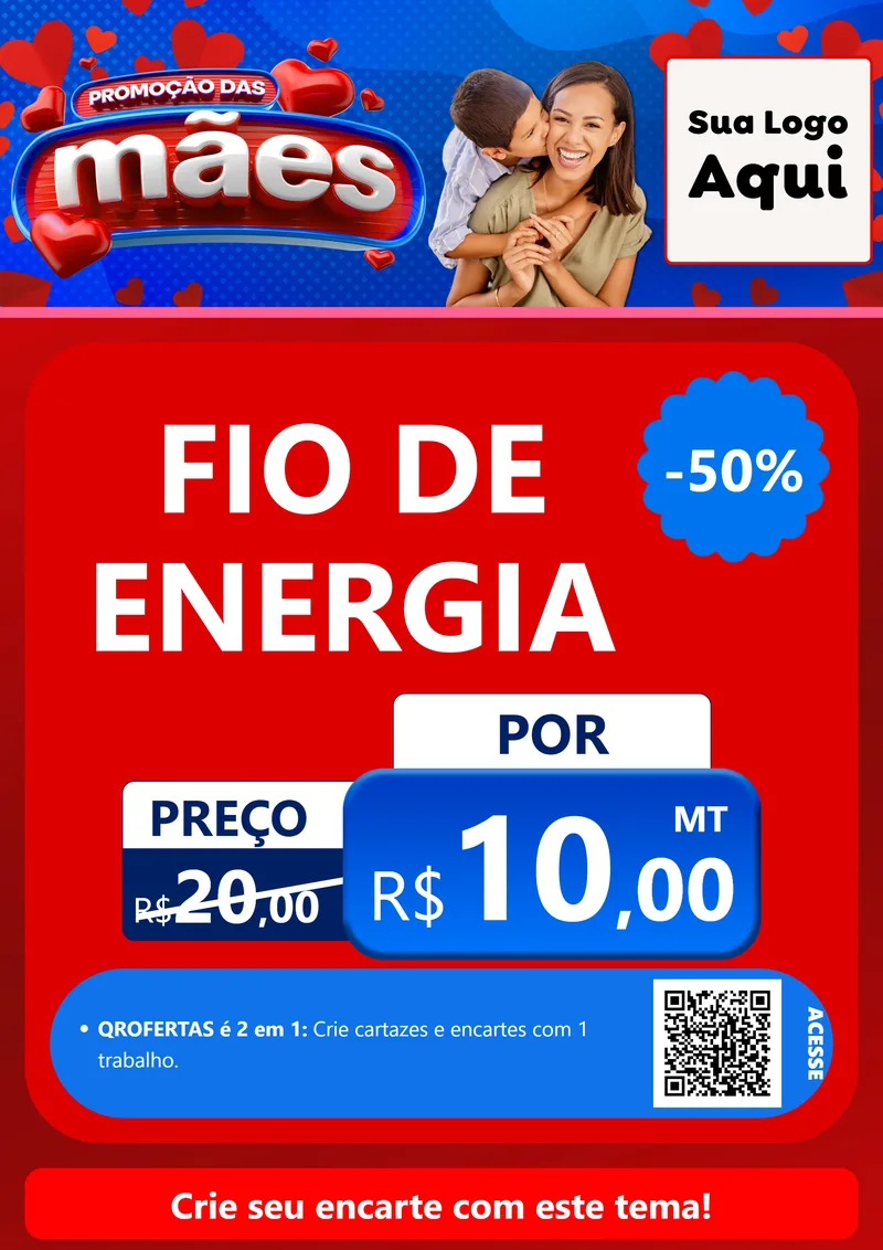 Modelo de Cartaz para Cartaz A4 Vertical com o tema Promoção das Mães para Materiais Elétricos