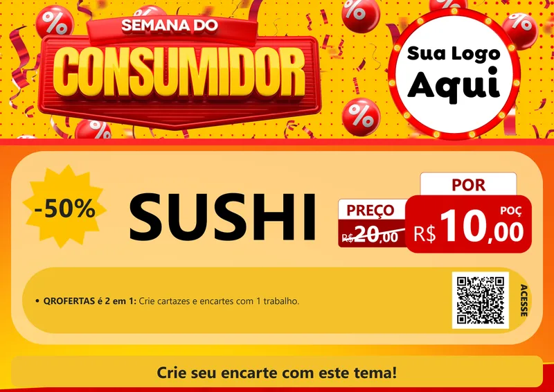 Modelo de Cartaz para Cartaz A4 Horizontal com o tema Semana do Consumidor para Comida japonesa