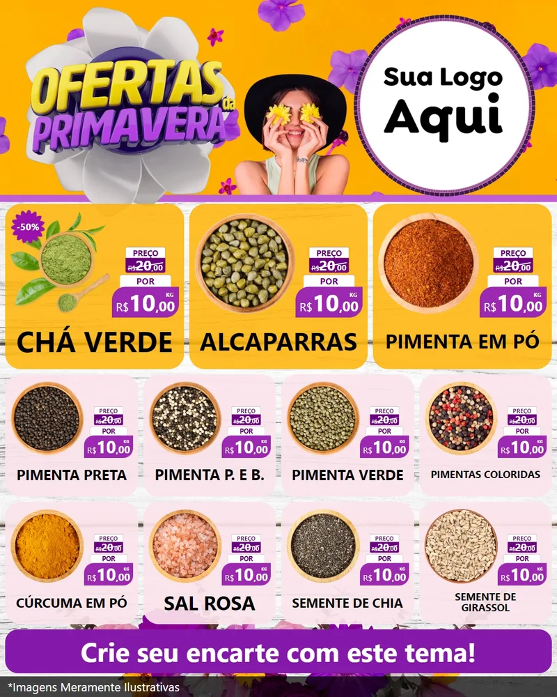 Modelo de Rede Social para Feed Instagram com o tema Ofertas Da Primavera para Produtos Naturais