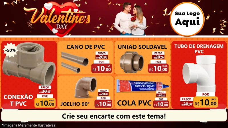 Modelo de TV para TV Horizontal com o tema Valentine's Day para Tubos e conexões