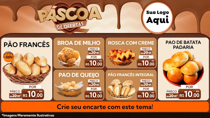 Modelo de TV para TV Horizontal com o tema Páscoa de Ofertas para Padaria