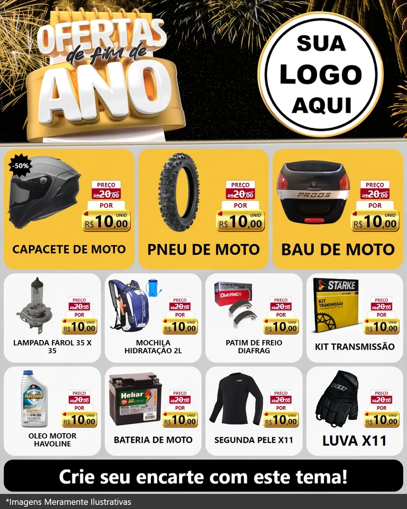 Modelo de Rede Social para Feed Instagram com o tema Ofertas de Fim de Ano para Moto peças