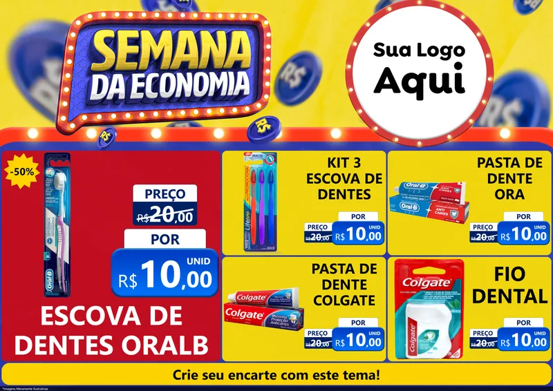 Modelo de Encarte para Encarte A4 Horizontal com o tema Semana da Economia para Higiene Pessoal