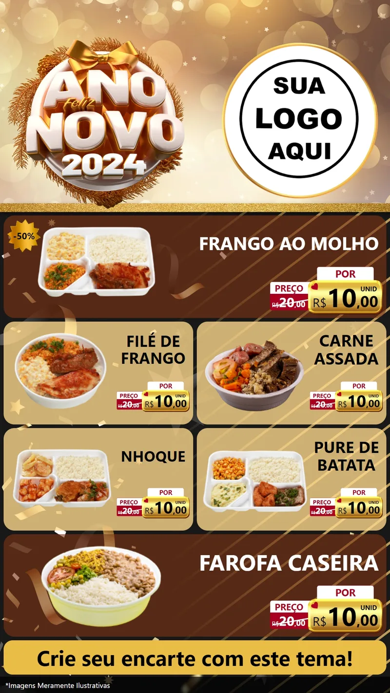 Modelo de TV para TV Vertical com o tema Feliz Ano Novo 2027 para Restaurante