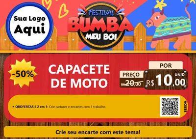 Modelo de Cartaz para Cartaz A4 Horizontal com o tema Festival Bumba Meu Boi para Moto peças