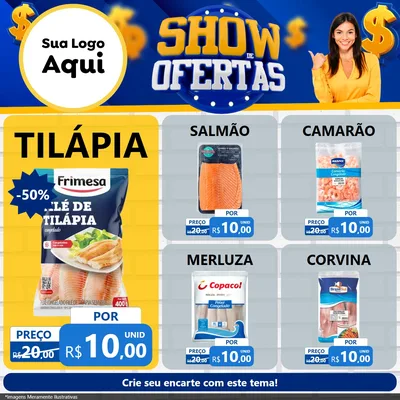 Modelo de Rede Social para Feed Facebook com o tema Show de Ofertas para Peixaria