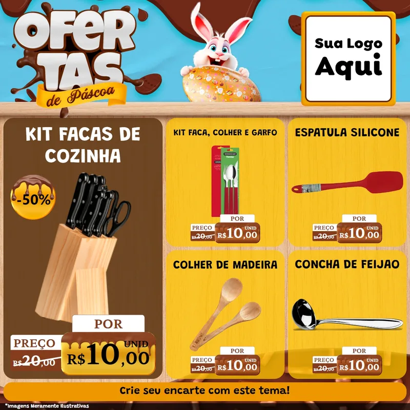 Modelo de Rede Social para Feed Facebook com o tema Ofertas de Páscoa para Utilidades Domésticas
