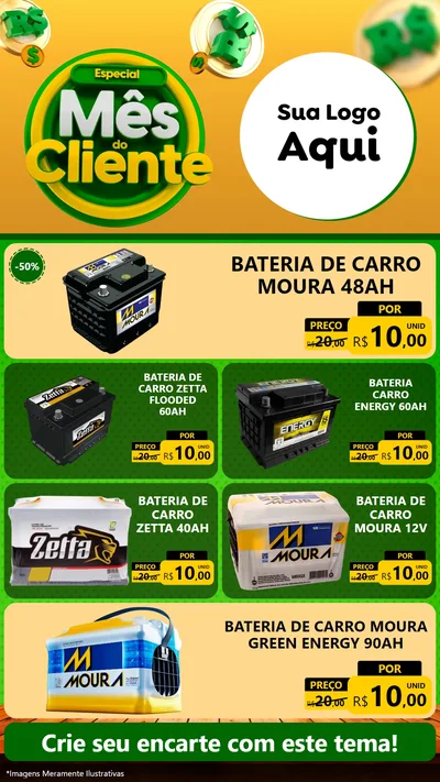 Modelo de TV para TV Vertical com o tema Especial Mês do Cliente para Baterias Elétricas
