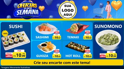 Modelo de TV para TV Horizontal com o tema Ofertas de Fim de Semana para Comida japonesa