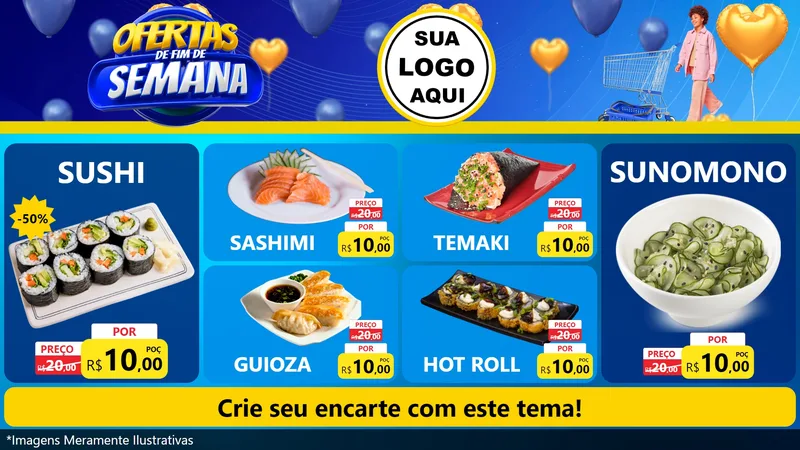 Modelo de TV para TV Horizontal com o tema Ofertas de Fim de Semana para Comida japonesa