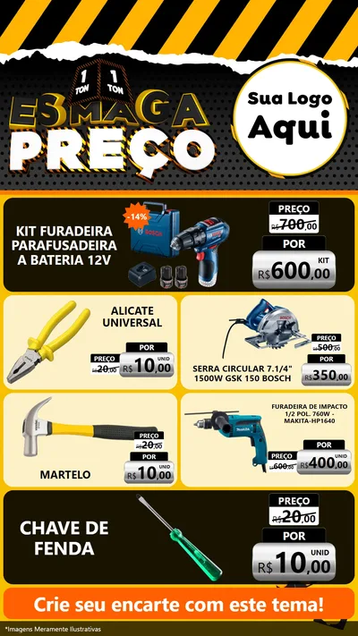 Modelo de TV para TV Vertical com o tema Esmaga Preço para Maquinas e Ferramentas