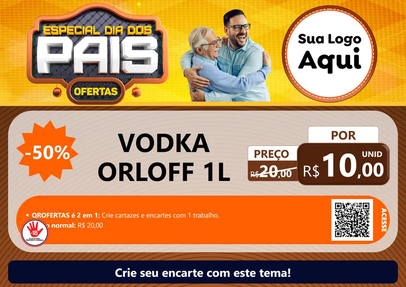 Modelo de Cartaz para Cartaz A4 Horizontal com o tema Especial Dia dos Pais para Distribuidora de bebidas