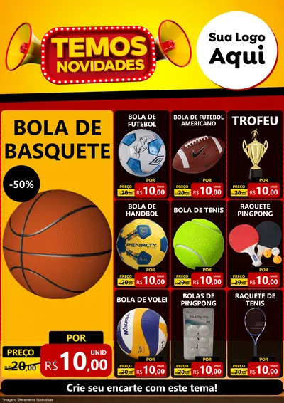 Modelo de Encarte para Encarte A4 Vertical com o tema Temos Novidades para Artigos Esportivos