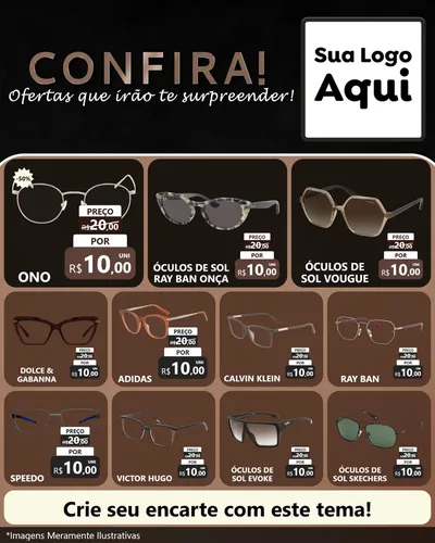 Modelo de Rede Social para Feed Instagram com o tema Confira! Ofertas que irão te surpreender! para Óticas