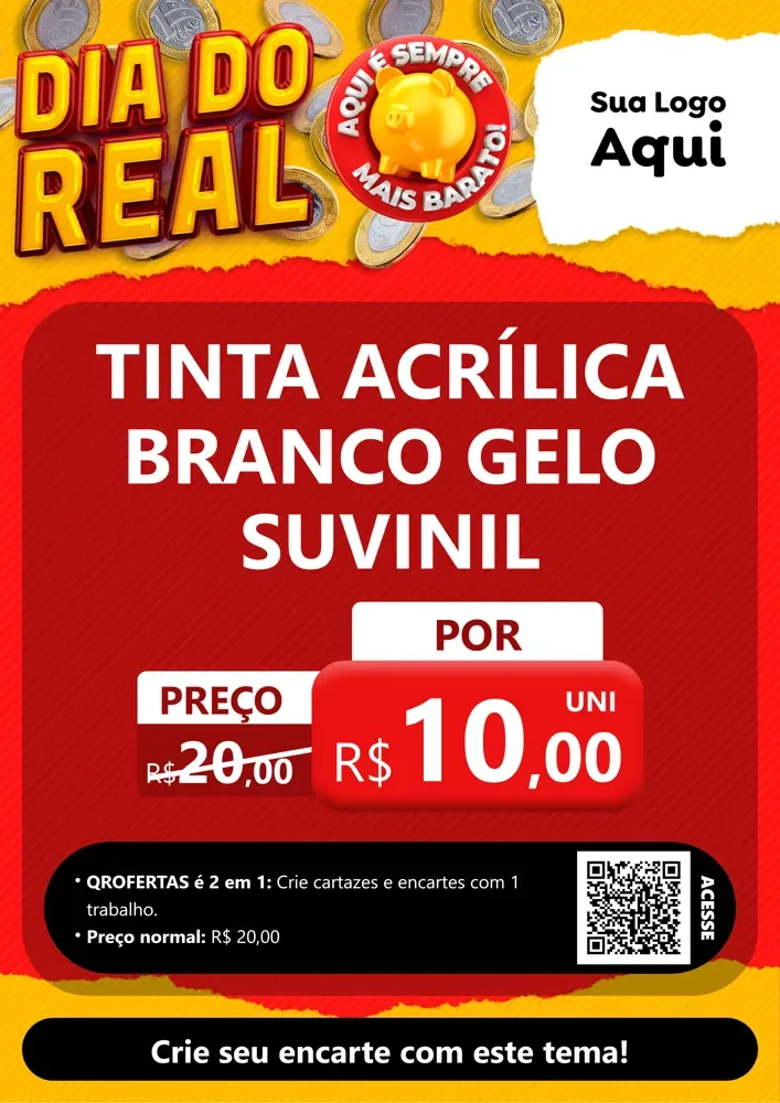 Modelo de Cartaz para Cartaz A4 Vertical com o tema Dia Do Real para Tintas e Ferramentas