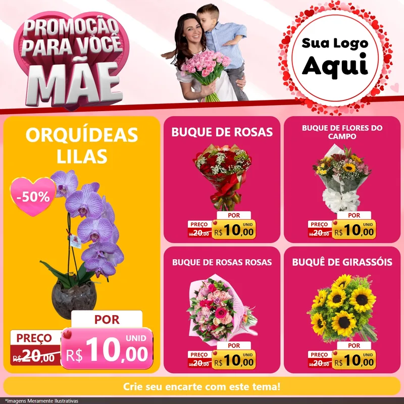 Modelo de Rede Social para Feed Facebook com o tema Promoção Para Você Mãe para Floricultura e jardim