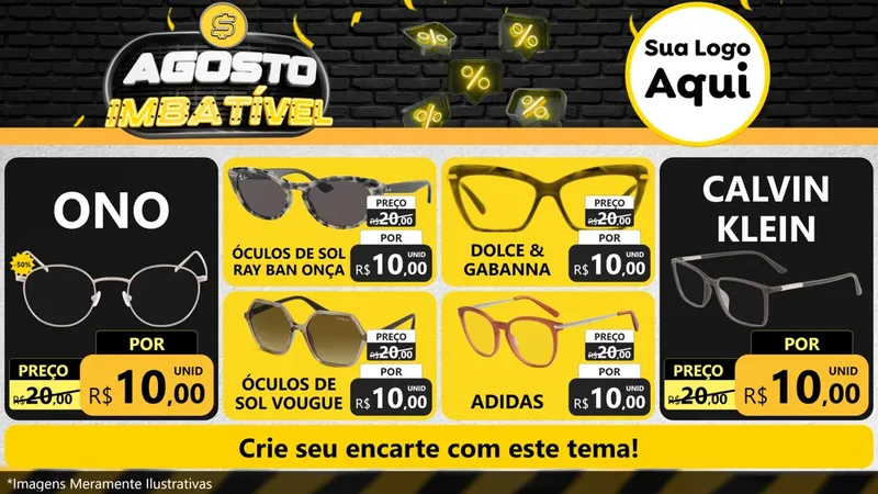 Modelo de TV para TV Horizontal com o tema Agosto Imbatível para Óticas