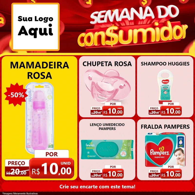 Modelo de Rede Social para Feed Facebook com o tema Semana do Consumidor para Bebês