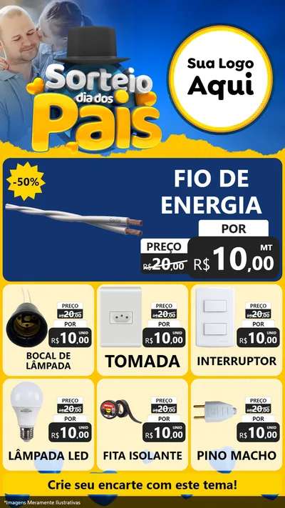 Modelo de Rede Social para Stories com o tema Sorteio Dia Dos Pais para Materiais Elétricos