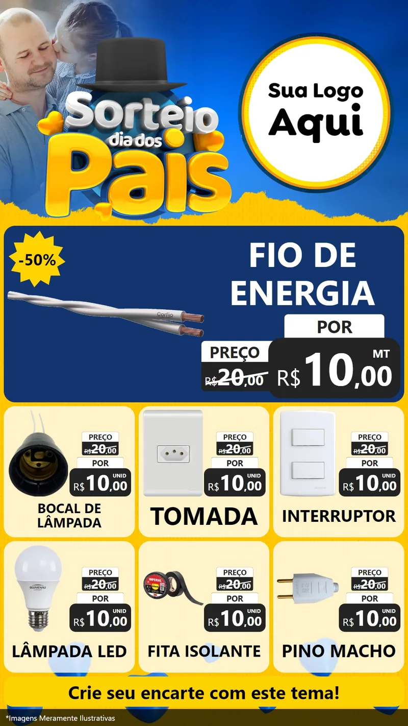 Modelo de Rede Social para Stories com o tema Sorteio Dia Dos Pais para Materiais Elétricos