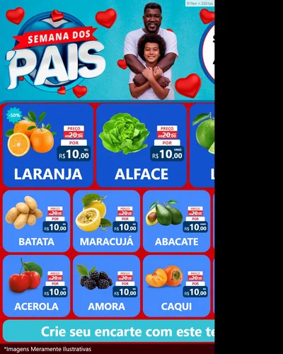 Modelo de Rede Social para Feed Instagram com o tema Semana Dos Pais para Hortifrúti