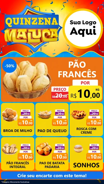 Modelo de Rede Social para Stories com o tema Quinzena Maluca para Padaria