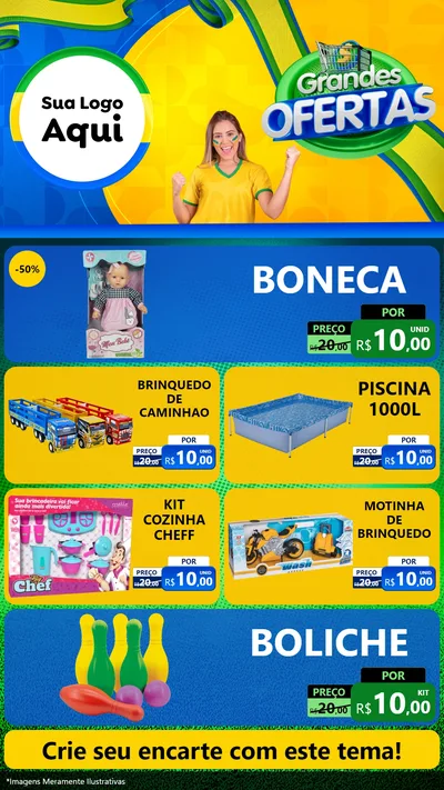 Modelo de TV para TV Vertical com o tema Grandes Ofertas para Brinquedos