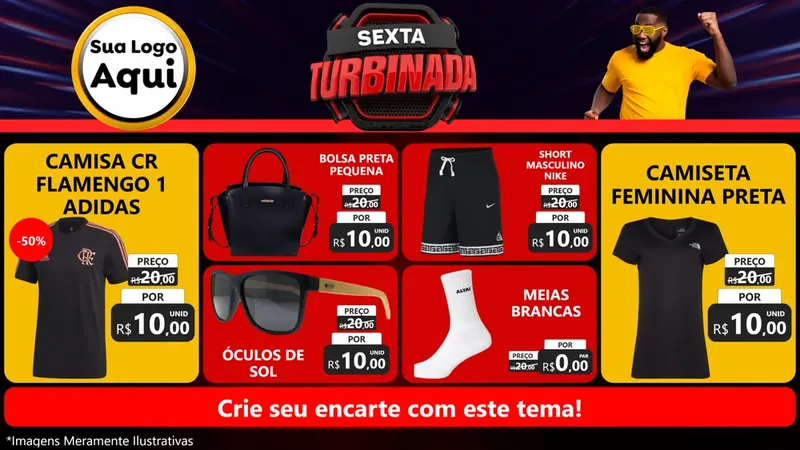 Modelo de TV para TV Horizontal com o tema Sexta Turbinada para Roupas e acessórios