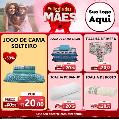 Modelo de Rede Social para Feed Facebook com o tema Feliz Dia Das Mães para Cama, Mesa e Banho