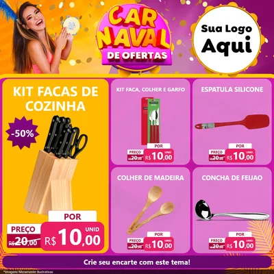 Modelo de Rede Social para Feed Facebook com o tema Carnaval de Ofertas para Utilidades Domésticas