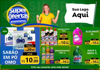 Modelo de Encarte para Encarte A4 Horizontal com o tema Super Ofertas de Independência para Produtos de Limpeza