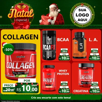 Modelo de Rede Social para Feed Facebook com o tema Natal Especial para Suplementos alimentares