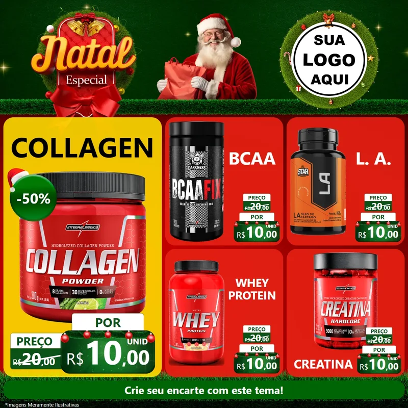 Modelo de Rede Social para Feed Facebook com o tema Natal Especial para Suplementos alimentares