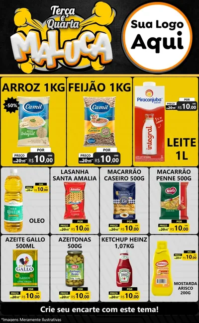 Modelo de Encarte para Encarte Grande com o tema Terça e Quarta Maluca para Supermercado