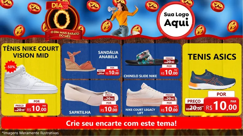 Modelo de TV para TV Horizontal com o tema Dia O - O Dia Mais Barato Do Mês para Calçados