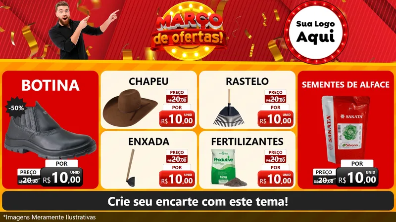 Modelo de TV para TV Horizontal com o tema Março de Ofertas! para Agropecuária