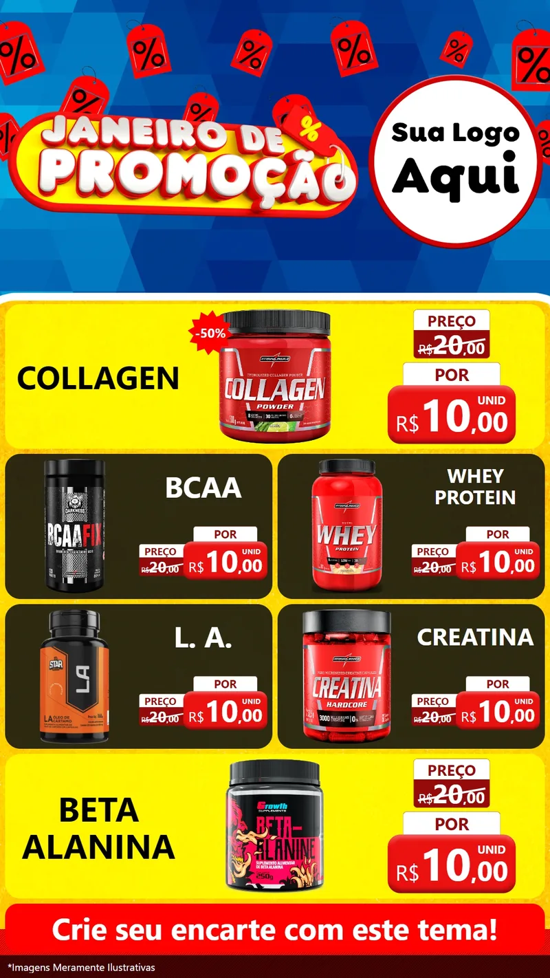 Modelo de TV para TV Vertical com o tema Janeiro de Promoção para Suplementos alimentares