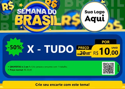 Modelo de Cartaz para Cartaz A4 Horizontal com o tema Semana Do Brasil para Hamburgueria