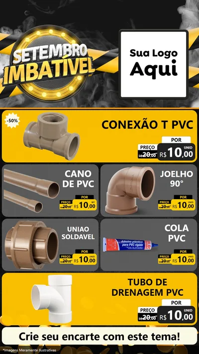 Modelo de TV para TV Vertical com o tema Setembro Imbatível para Tubos e conexões