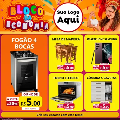 Modelo de Rede Social para Feed Facebook com o tema Bloco da Economia para Móveis e Eletro