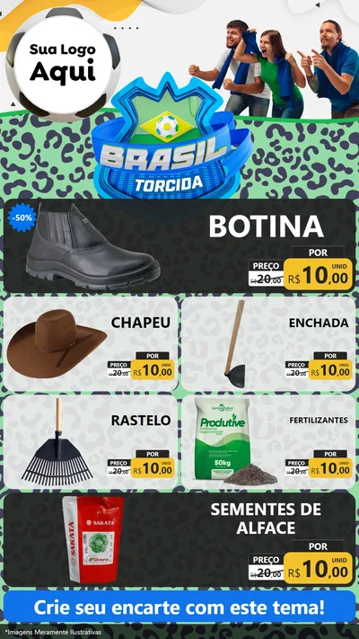 Modelo de TV para TV Vertical com o tema Brasil Torcida - Copa para Agropecuária