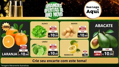 Modelo de TV para TV Horizontal com o tema Grandes Ofertas de Ano Novo para Hortifrúti