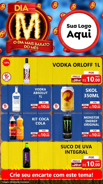 Modelo de TV para TV Vertical com o tema Dia M - O Dia Mais Barato Do Mês para Distribuidora de bebidas