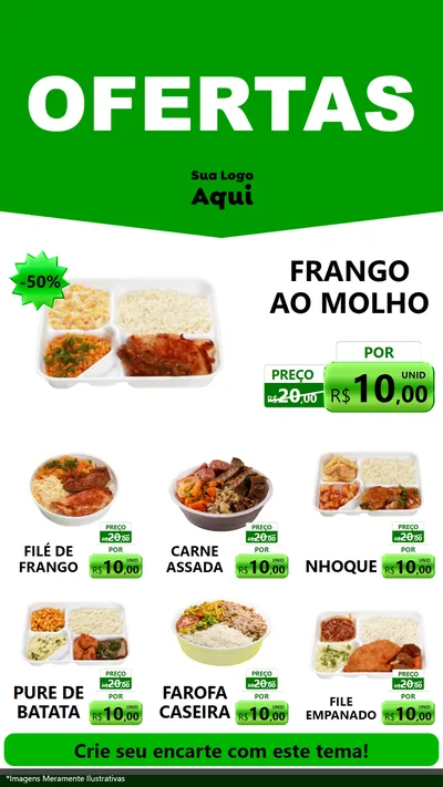 Modelo de Rede Social para Stories com o tema Ofertas Verde Cartaz para Restaurante