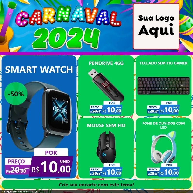 Modelo de Rede Social para Feed Facebook com o tema Carnaval 2027 para Informática