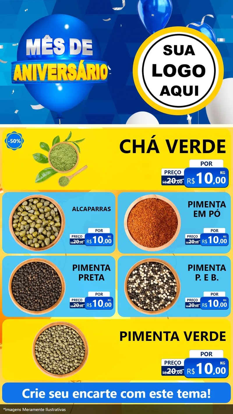 Modelo de TV para TV Vertical com o tema Mês de Aniversário para Produtos Naturais
