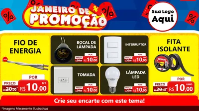 Modelo de TV para TV Horizontal com o tema Janeiro de Promoção para Materiais Elétricos